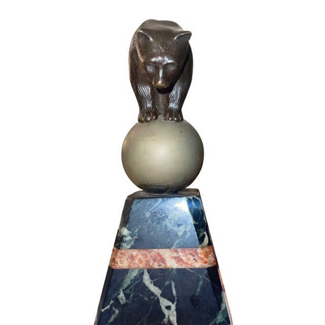 Art Deco French Art Deco Bronze Bear Sculpture on Marble Base, 1920's. For Sale - Image 3 of 8