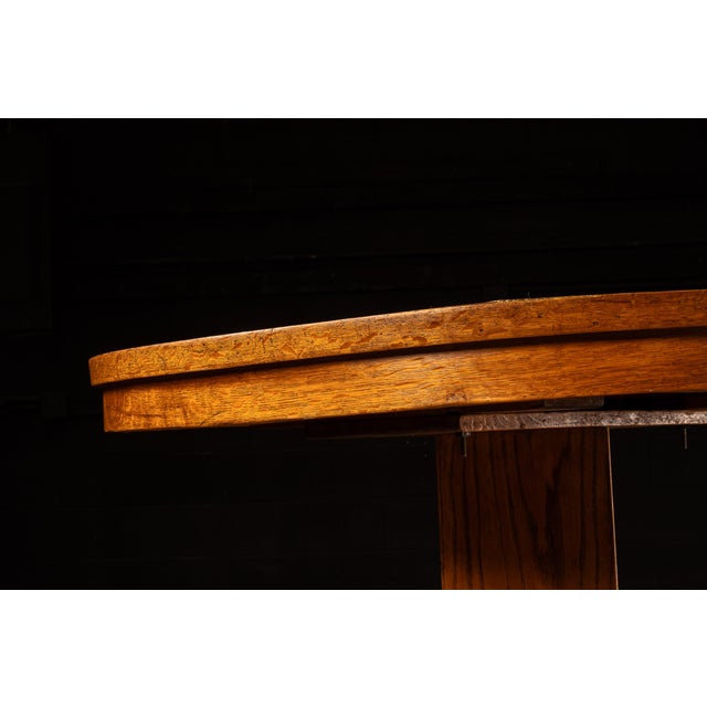 Wood Vintage Oak Mission Rolling Dining Table For Sale - Image 7 of 10