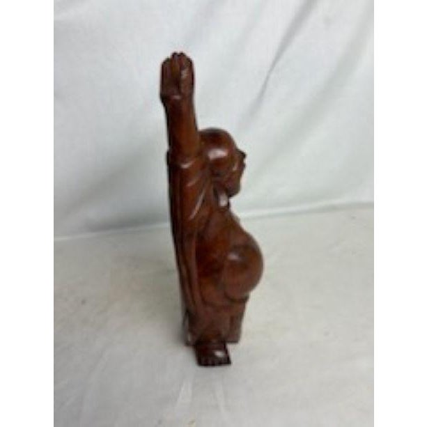 1960s Large Carved Wood Happy Buddha For Sale - Image 9 of 10