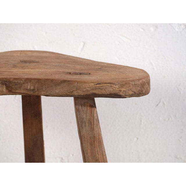 Wood Antique Asian Stool in Elm, 1900s For Sale - Image 7 of 8
