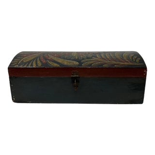 19th Century Folk Art Hand Painted Dome Topped Document Box For Sale