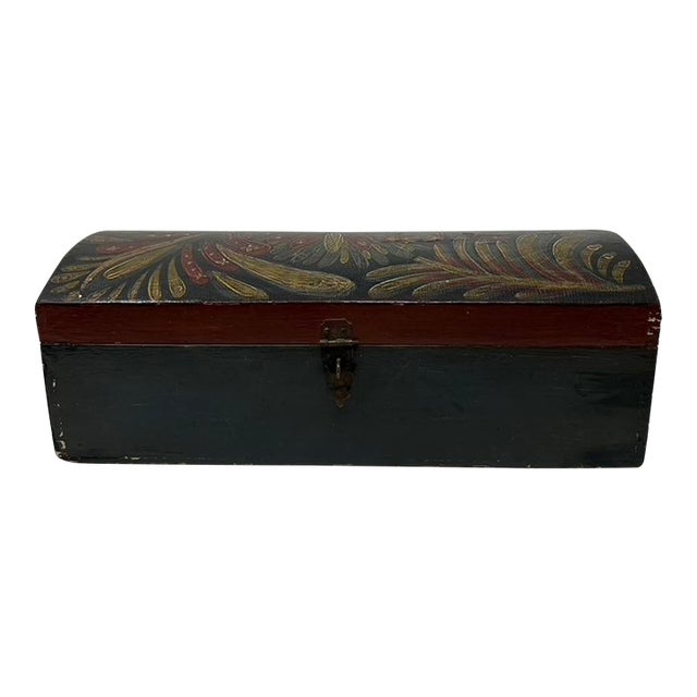 19th Century Folk Art Hand Painted Dome Topped Document Box For Sale