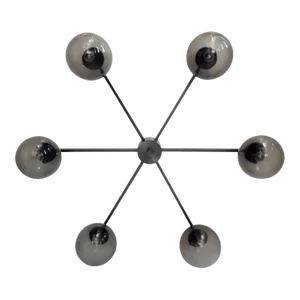 Sei Satin Black Nickel Smoky Globe Flush Mount by Fabio Ltd
