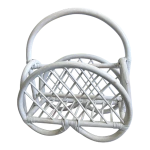 Vintage White Bamboo Magazine Rack