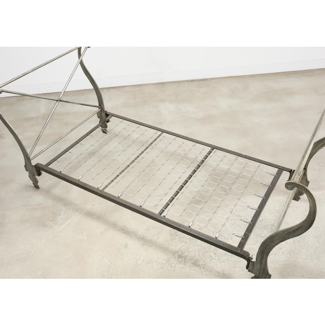 Silver French Neoclassical Directoire Style Iron Sleigh-Form Daybed For Sale - Image 8 of 18