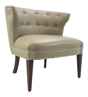 Global Views Modern Beige Leather Greek Key Slipper Chair