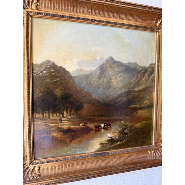 James Poole, Pair of Mountain Lake Landscapes, 1800s, Oil on Canvas, Framed For Sale - Image 6 of 11