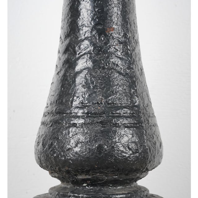 Pair of Antique Victorian 48.5 In. Black Cast Iron Newel Posts For Sale - Image 6 of 16