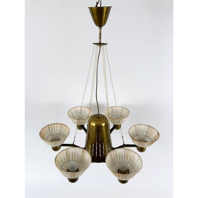 Mid-Century Modern Six-Armed Chandelier from Hans Bergström, Sweden, 1950s For Sale - Image 15 of 18