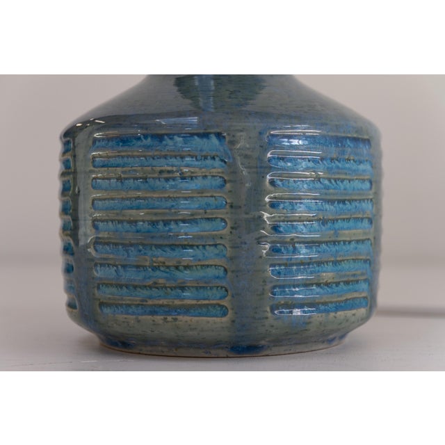 Danish Blue Stoneware Table Lamp by Linnemann- Schmidt for Palshus, 1960s For Sale - Image 10 of 18