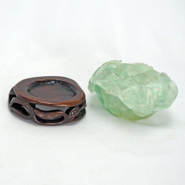 Antique Chinese Carved Fluorite Censer or Brush Washer on Stand Qing/Republic For Sale - Image 13 of 14