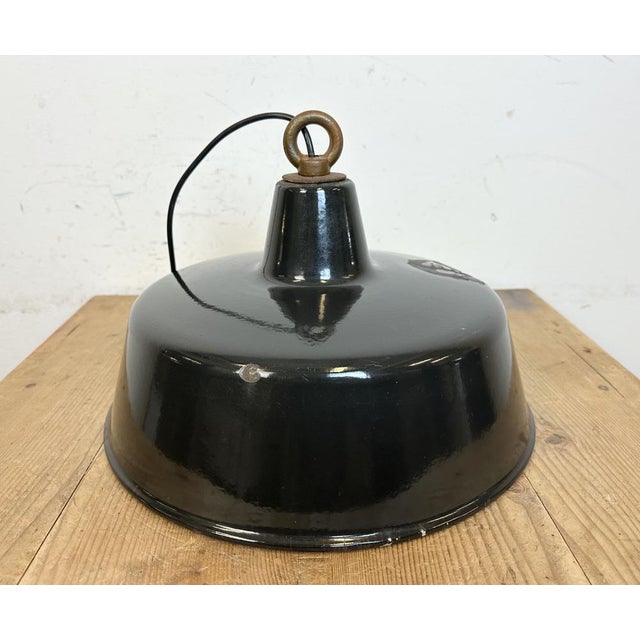 Industrial Black Enamel Pendant Lamp, 1950s For Sale - Image 14 of 18