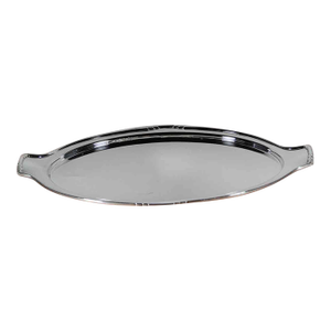 1970s New Silver Oval Tray With Jazz Applied Mount the Finest Silver Quality Ever Made in Sheffield-England