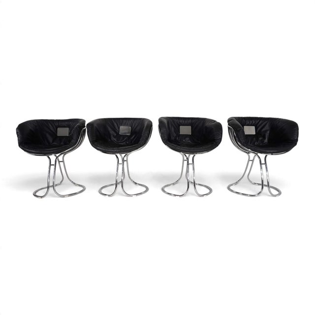 Pan Am Dining Chairs in Chrome and Leather by Gastone Rinaldi for Rima, 1970, Set of 4 For Sale - Image 6 of 18