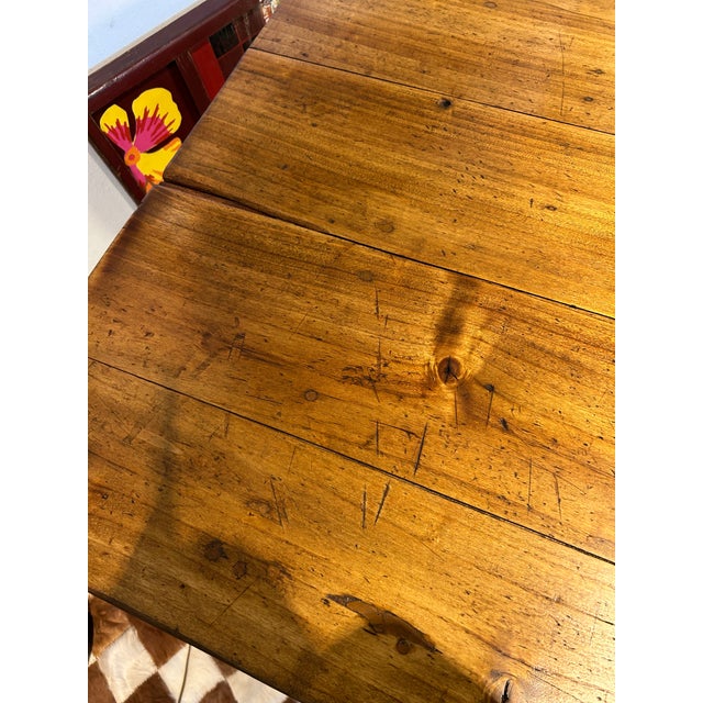 19th Century English Farm Table Dining Table With Satin Birch Top For Sale In Philadelphia - Image 6 of 11