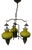 Large Vintage Three-Light Chandelier in Brass, Iron, and Glass, 1970s For Sale