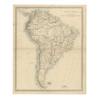 Antique Map of South America with the Falklands and South Georgia, 1858 For Sale