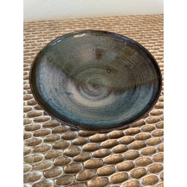 Fantastic Vintage Signed Studio Piece in Brown Terracotta with Olive Green & Taupe with Blue Glazes, dating to the 1970’s....