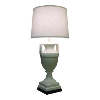 X Large Hollywood Regency Neoclassical Modern Trophy Urn Porcelain Ceramic Table Lamp 1960's For Sale