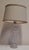 French Table Lamp with Partially Frosted Glass Base, Atlas Motif and Fabric Shade, 1970s For Sale - Image 6 of 9