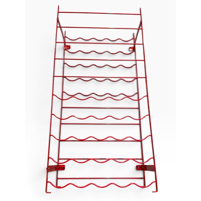 Postmodern Vintage 1980s Herby 50-Bottle Red Metal Wine Rack, Habitat For Sale - Image 3 of 6