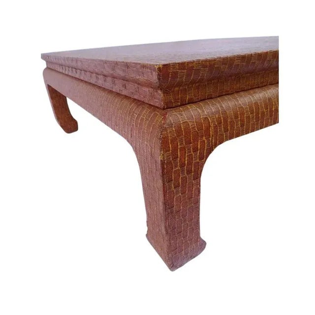 Contemporary Asian Inspired Baker Raffia Wrapped Coffee Table For Sale - Image 3 of 5