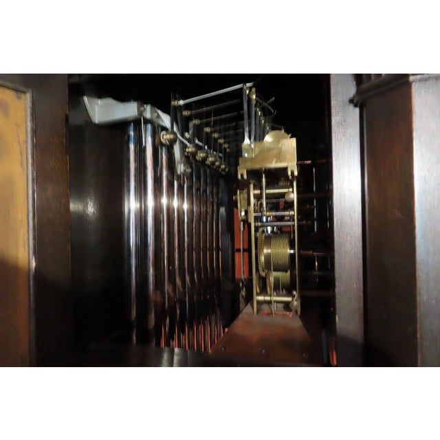 Brown Restored Antique Gothic Grandfather Clock 9-Tube For Sale - Image 8 of 13