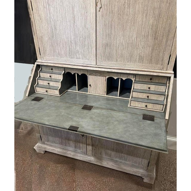 English Jonathan Charles Alnwick European Style Whitewashed Bureau Secretary Bookcase For Sale - Image 3 of 11