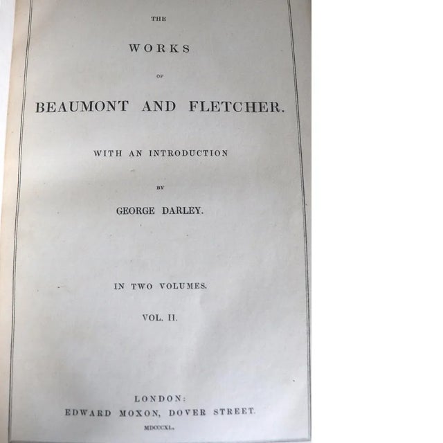 Brown First Edition Set of Two Books: The Works of Beaumont and Fletcher by George Darley For Sale - Image 8 of 13