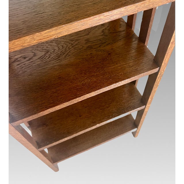 Antique Mission / Arts and Crafts Oak Five Shelf Open Bookcase or Shelving, Double Sided For Sale - Image 10 of 11