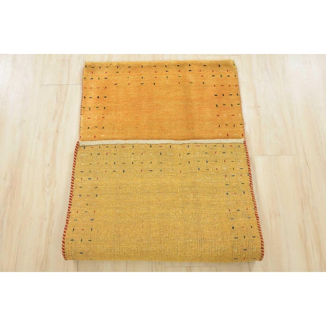 Gabbeh Rug 2’3” X 4’8” Gold Wool Contemporary Hand-Knotted Carpet For Sale - Image 12 of 13