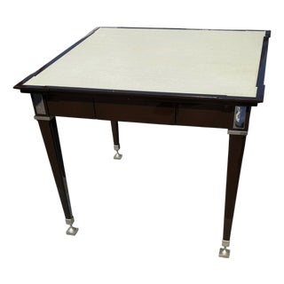 Nancy Corzine Marchand French Mahogany & Leather Game Table For Sale