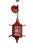 Circa mid-20th century red metal single light hanging lantern/pendant light. Pagoda style lantern with a pierced...
