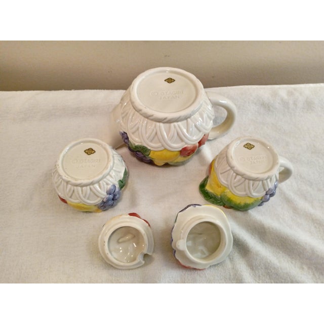 Ceramic Vintage 1970's Otagiri Japan Hand Painted Fruit Basket Tea Set - Set of 3 For Sale - Image 7 of 7