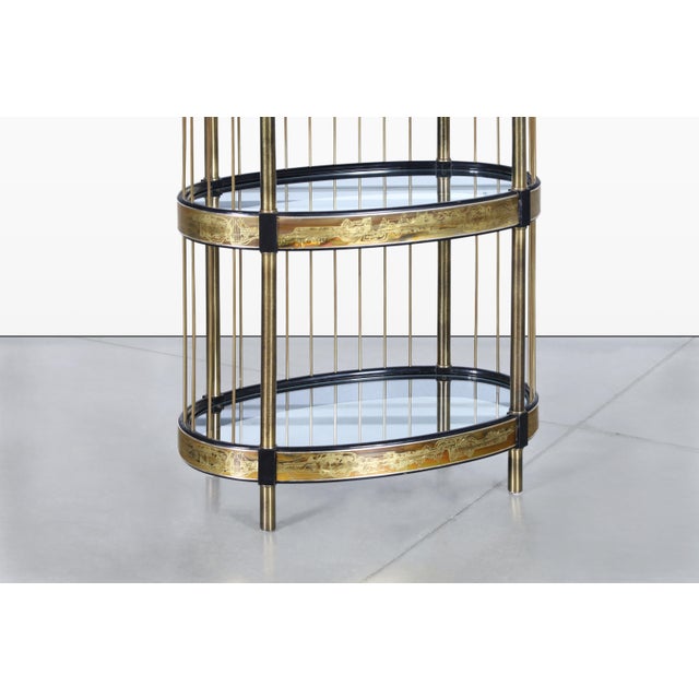 1970s Vintage Brass Acid-Etched Etagere by Bernhard Rohne for Mastercraft For Sale - Image 10 of 11