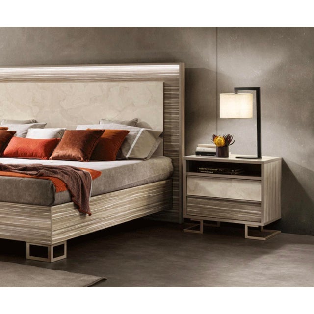 Contemporary Casa Milano Luce 5-Piece Italian High Gloss Bedroom Set With Led Bed For Sale - Image 3 of 6