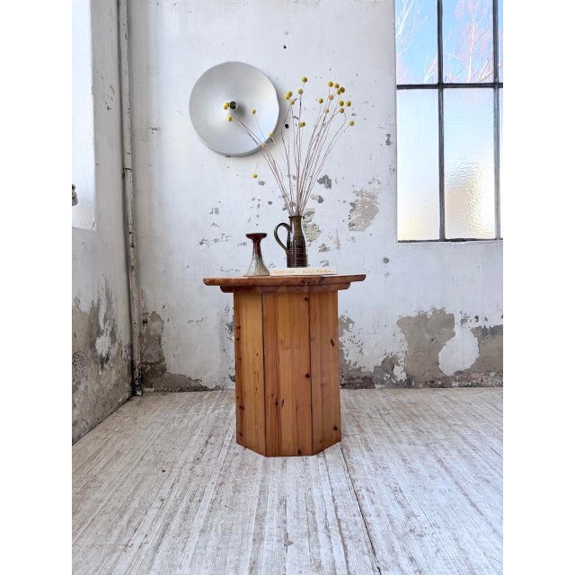 Hexagonal Pine Console Table from Regain, 1970s For Sale - Image 13 of 18