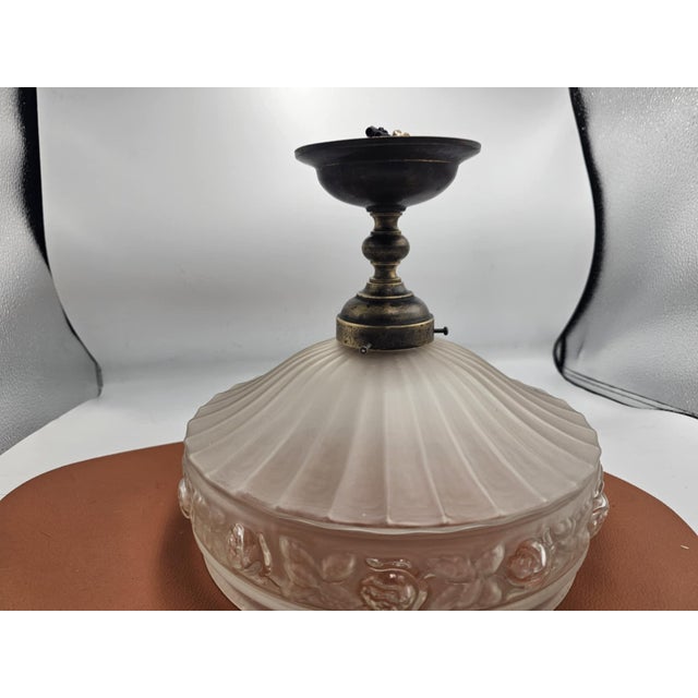 Vintage Art Deco Brass Ceiling Lamp, 1920s For Sale - Image 3 of 7