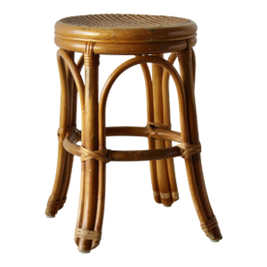 1970s Thonet Style Woven Cane and Rattan Low Stool Vintage Mid-Century