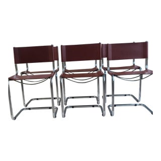 Mart Stam Leather Chrome Chairs Italy For Sale