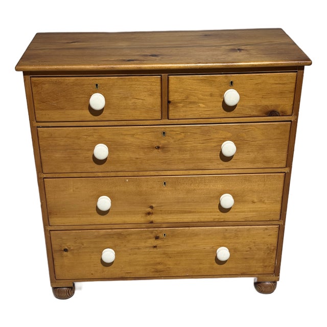 Antique Pine Two Over Three Drawers - Chest of Drawers From England For Sale