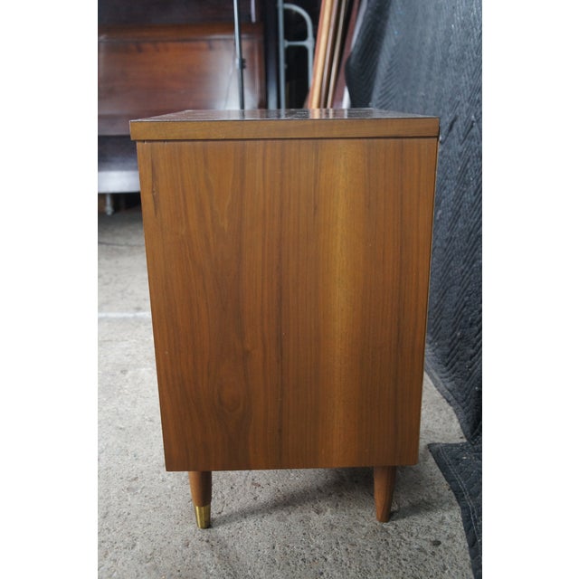 Brown 1960s Mid Century Modern Walnut Bedside Table Nightstand Side End Table Drawer For Sale - Image 8 of 10