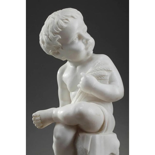 20th Century Marble Putto with Springs of Wheat Figure For Sale - Image 4 of 12