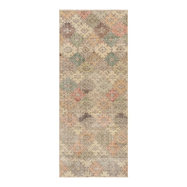 Vintage Zeki Müren Runner in Polychromatic Geometric Patterns, From Rug & Kilim For Sale