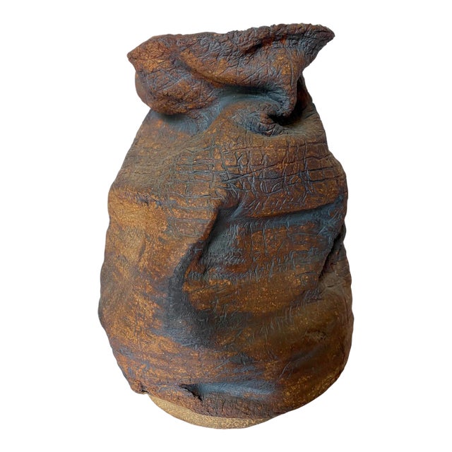 Sculptural Signed Studio Pottery Vase For Sale