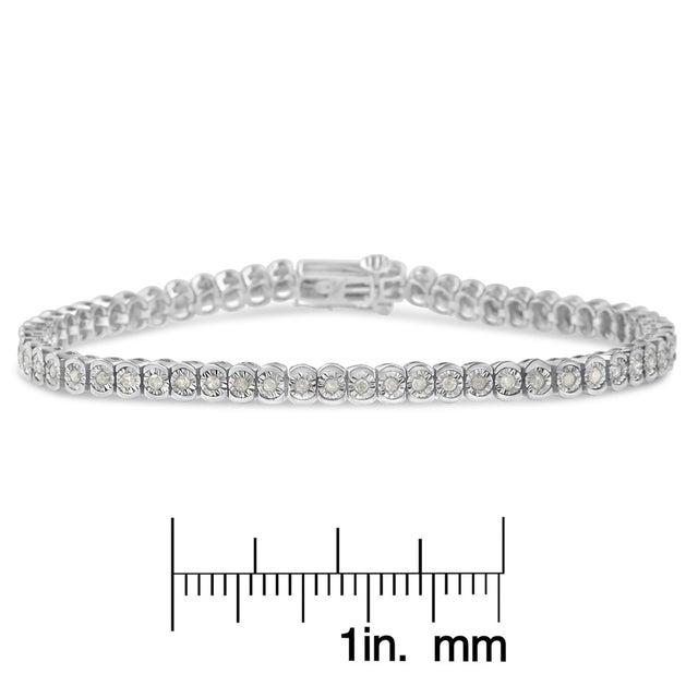 .925 Sterling Silver 1.0 Cttw Diamond Miracle-Set Cut-Circle 7" Tennis Bracelet (I-J Color, I2-I3 Clarity) For Sale In New York - Image 6 of 6