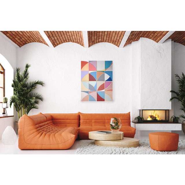 2020s 2026, SpatialEcho, Pastel Tones Painting on Canvas, Geometric Minimalism, Acrylic Paint on Canvas by Natalia Roman For Sale - Image 5 of 8