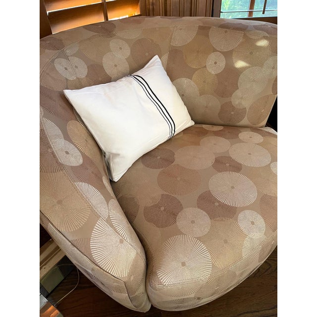 Green Pair Nautilus Swivel Club Chairs attributed to Directional For Sale - Image 8 of 16