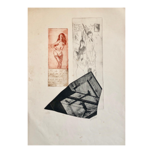 Zvi MilshteinErotic Nude French Surrealist Aquatint Etching Photo Collage Silkscreen Print, c.1960s