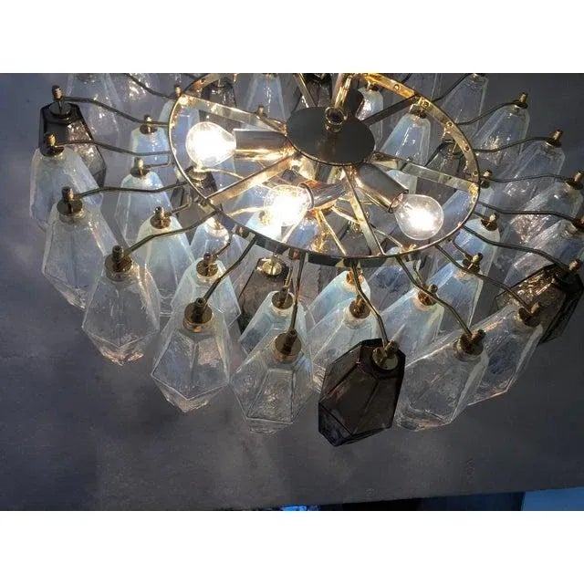 Early 21st Century Italian Poliedro Opalino and Smoke Glass Murano Glass Venini Style Sputnik Chandelier For Sale - Image 6 of 6